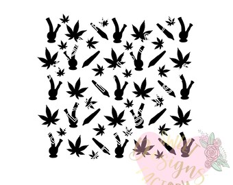 marijuana background pattern cookie stencil WF339