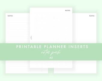 A5 Lines Notes Printable Planner Insert, A5 Dot Grid Notes Printable Planner Insert, A5 Blank Notes Printable Planner Insert