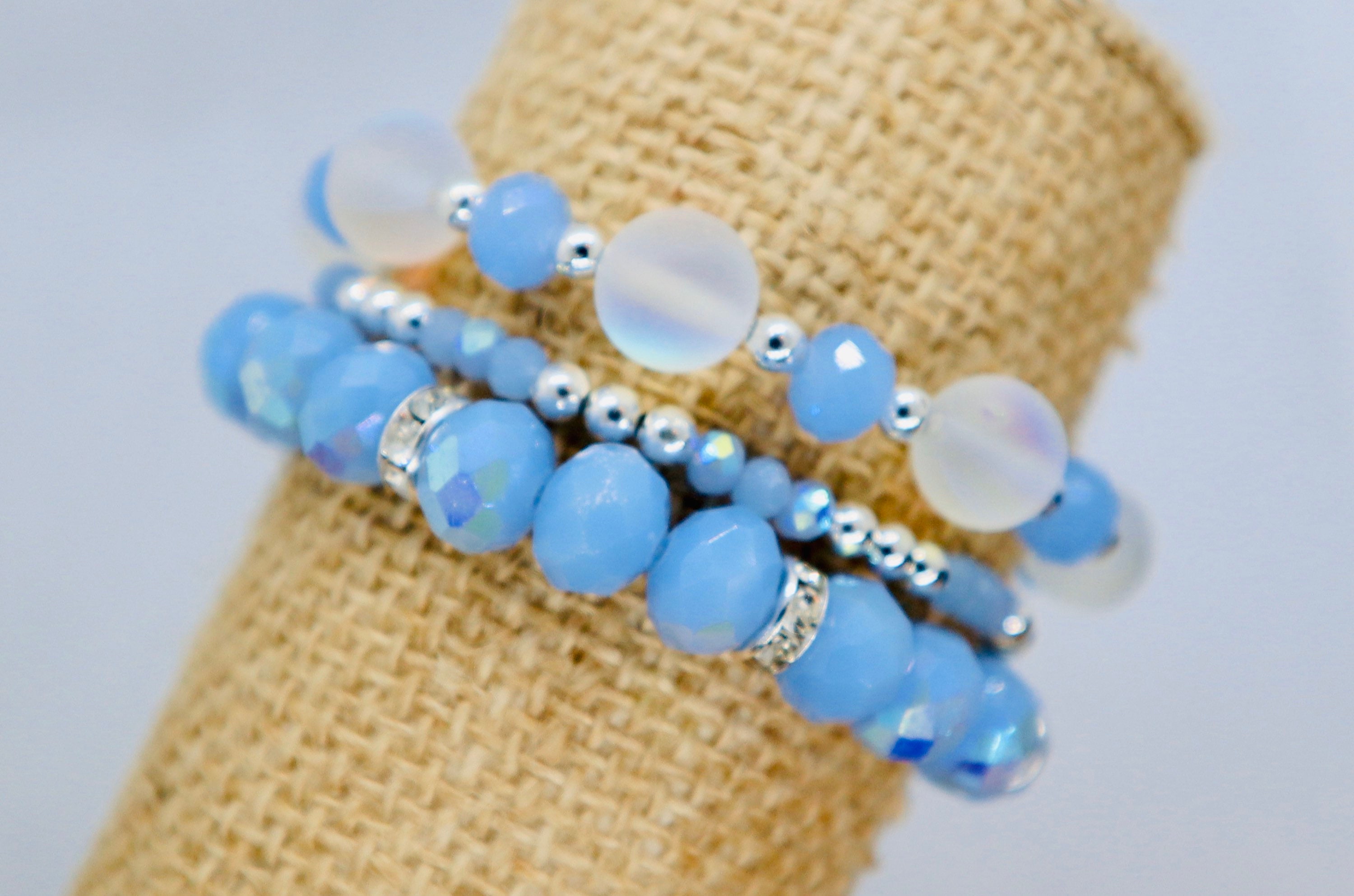 Conjunto de 3 brazalete de apilamiento con cuentas de vidrio | Etsy