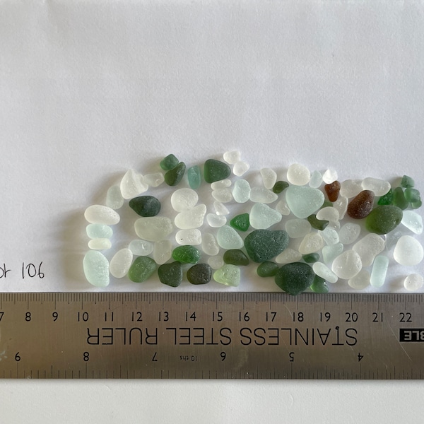 Lot 106 Genuine Seaham sea glass - selection of assorted colours white, pale aqua, green, brown and seafoam glass great for crafting