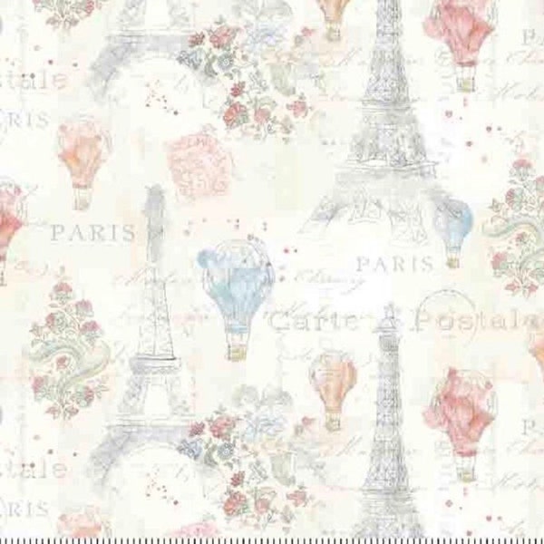 Remnant 30”x 44” Eiffel Tower Fabric, Paris Material, Perfume Material, Paris Eiffel Tower Fabric, Floral Paris Fabric, Quilting