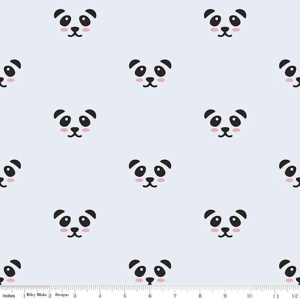 Double Gauze Panda Blue-fabric by the yard!