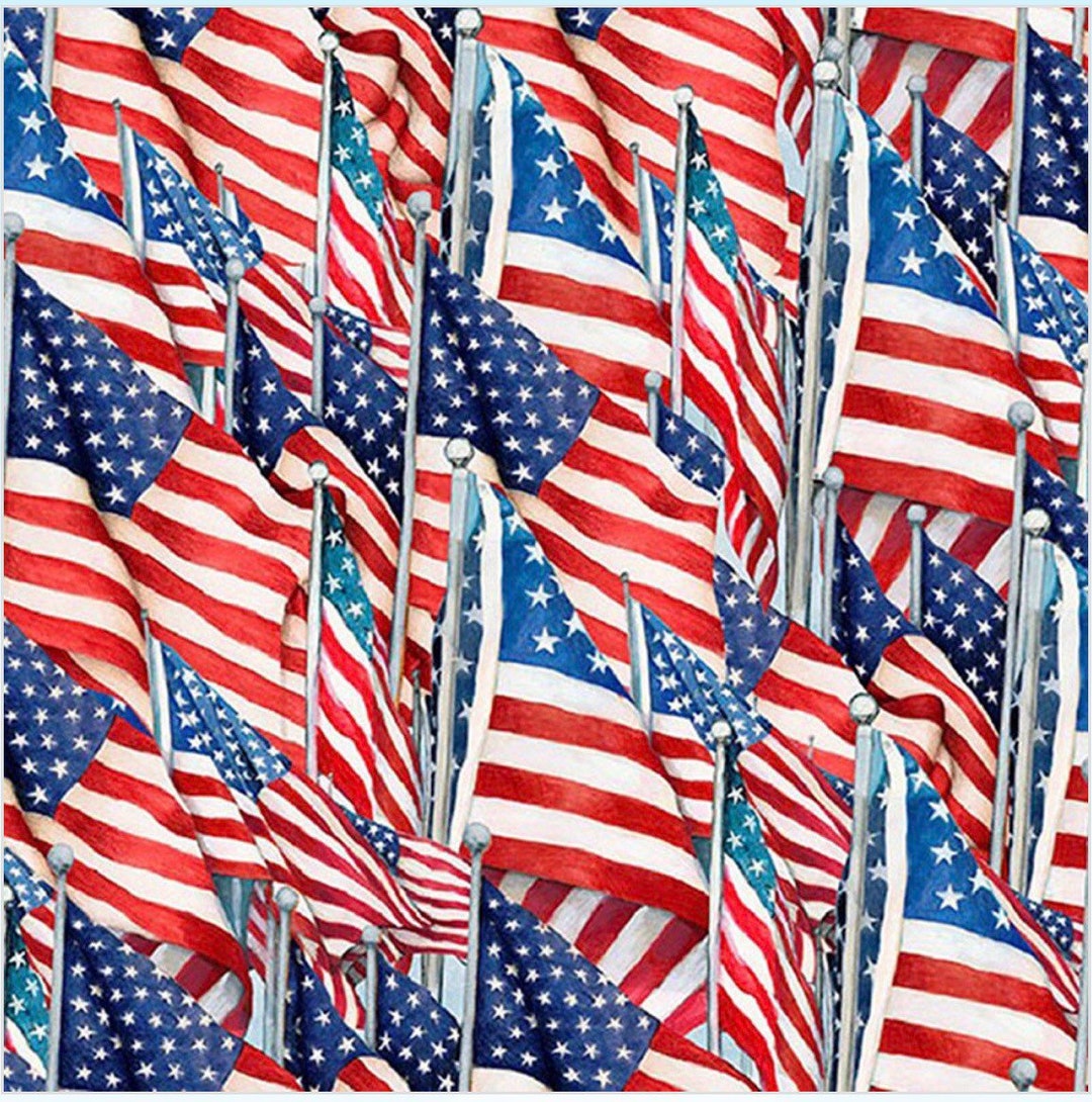 Springs Patriotic 70099 Packed American Flags - Fabric by the Yard! 4th ...