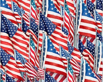 Springs patriotic 70099 Packed American Flags - fabric by the yard! 4th of July fabric