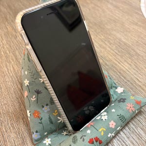 Handmade weighted phone /device holder/ charger station /weighted with rice/Assorted colors and patterns