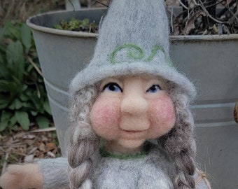 Hand Felted Female Gnome