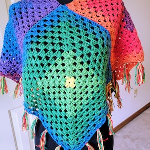 Handmade Rainbow Boho Poncho