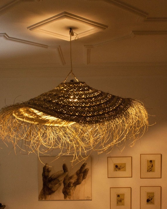 Rattan Lampshade Hat Lamp Rattan Lamp Handmade Lamp | Etsy