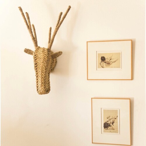 Moroccan Handmade Rattan Head Trophy Animal Head Wall Etsy
