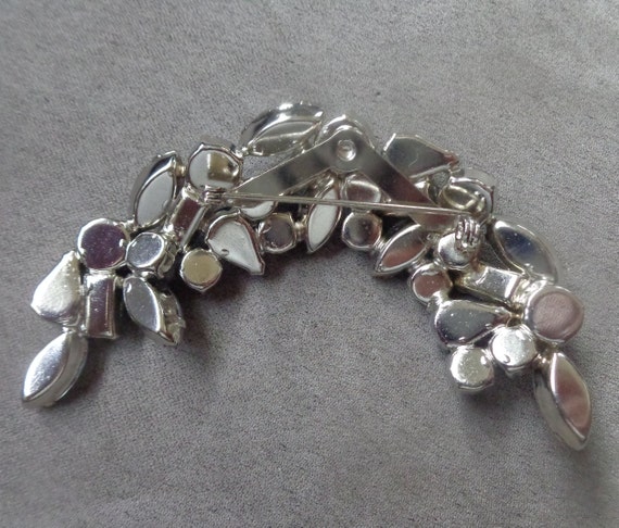 Large crescent brooch with array of glass stones - image 3