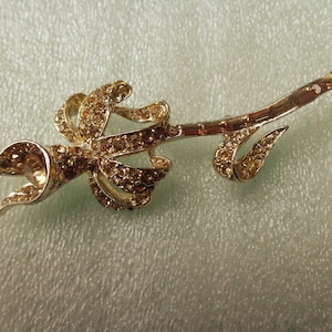 PELL exotic orchid flower brooch with glass stones