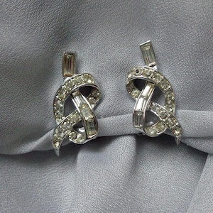 Marboux (Boucher mark) clip on earrings with clear crystals