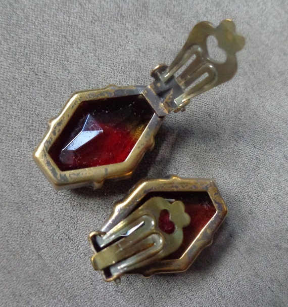 Six sided Sabrina glass stones clip on earrings - image 3