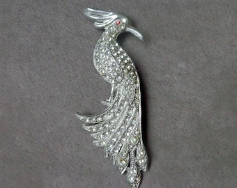 Broche vintage oiseau Art déco en argent sterling émaillé