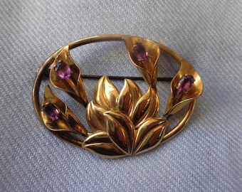 Gold filled Calla Lily brooch by Adorna