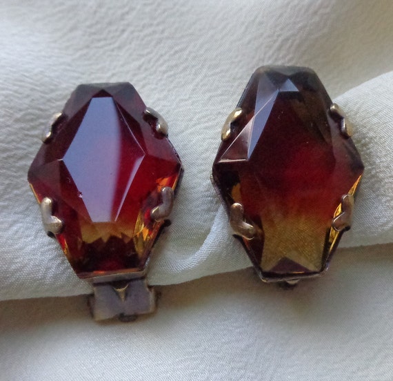 Six sided Sabrina glass stones clip on earrings - image 5