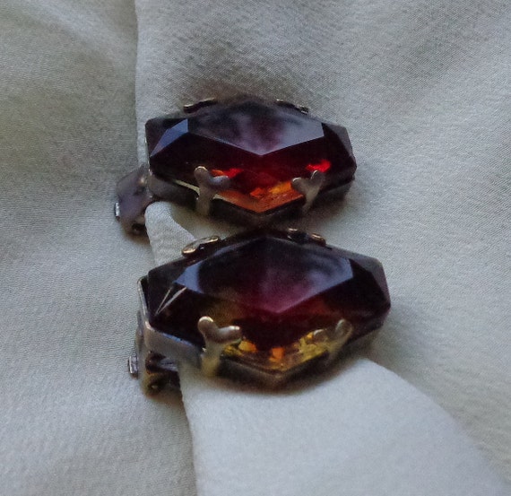 Six sided Sabrina glass stones clip on earrings - image 4