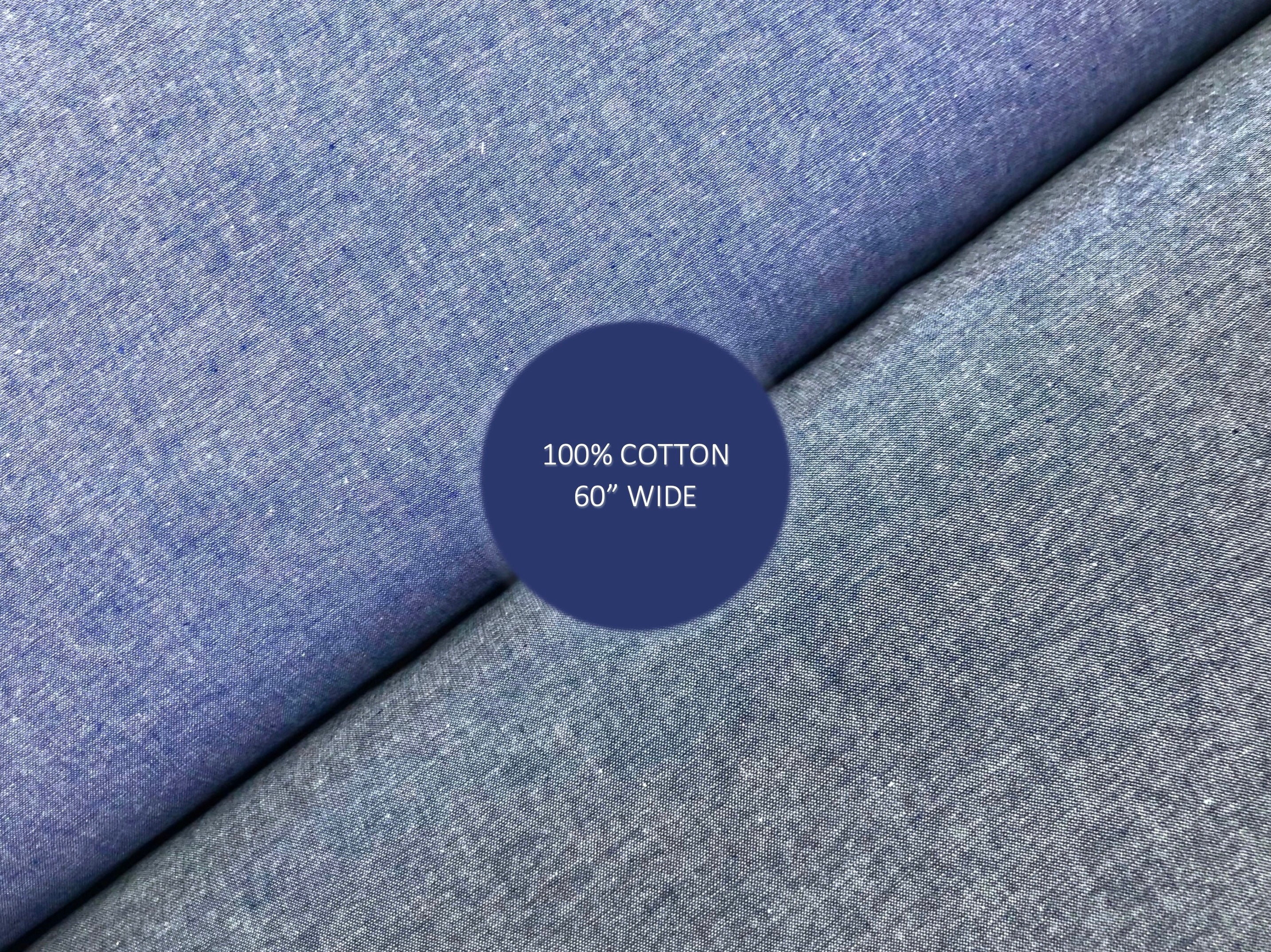 DARK BLUE 100% COTTON CHAMBRAY FABRIC 56 BY THE YARD MEDIUM WEIGHT SHIRTING