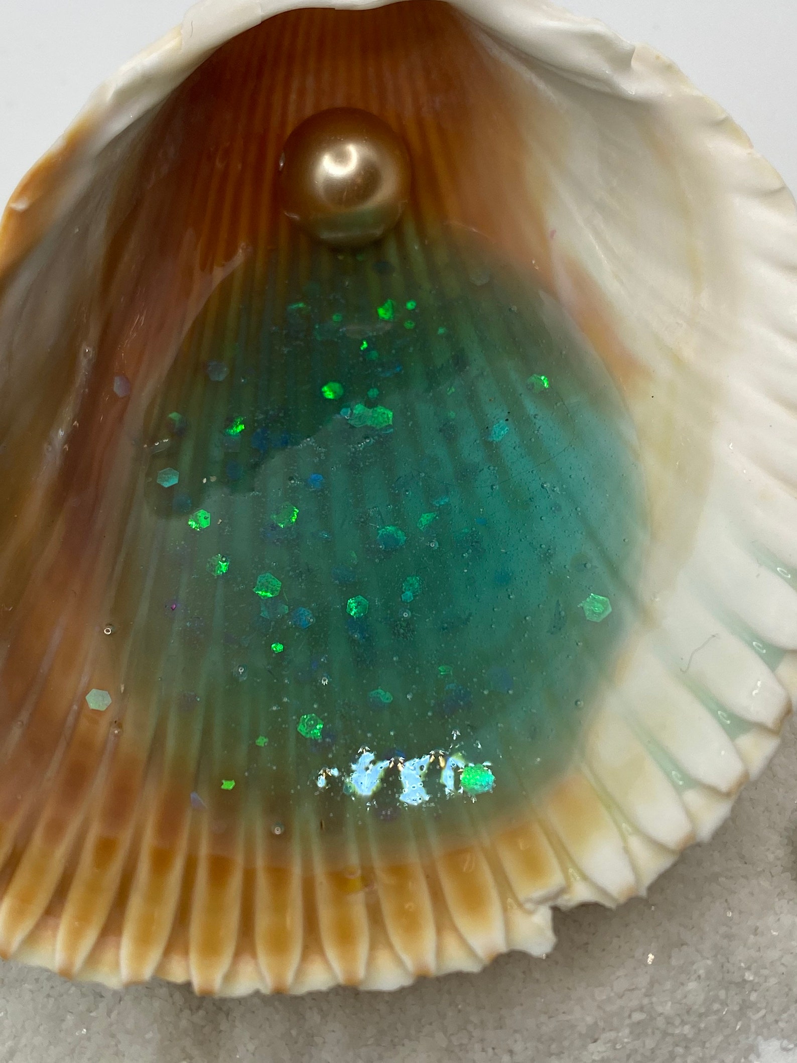 Seashell Beach Jewelry Tray Ring Holder Resin Pearl Etsy