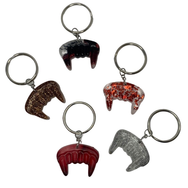 vampire keychain fang resin keychain charm with keyring