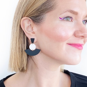 The Marilyn | Opaque Matte Black + White | Lightweight Earrings, Hypoallergenic Earrings, Statement Earrings