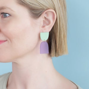 Mint + Lilac "The Cinch” Modern Acrylic Earrings, Statement Earrings, Acrylic Earrings, Contemporary Earrings