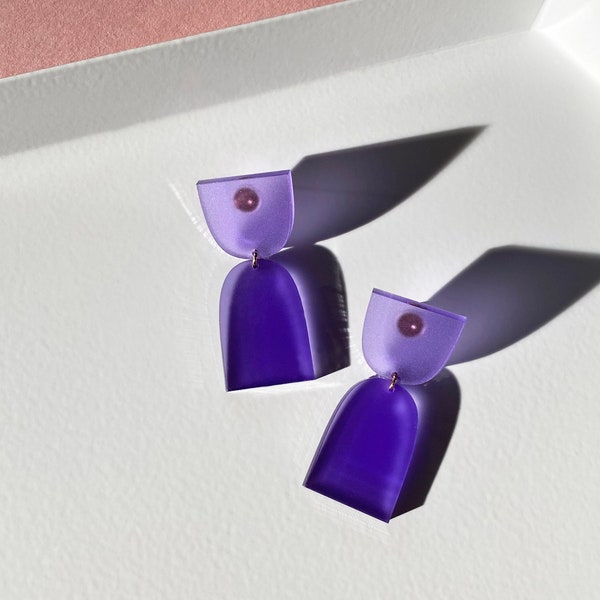 Translucent Lilac "The Cinch” Modern Acrylic Earrings, Statement Earrings, Acrylic Earrings, Contemporary Earrings