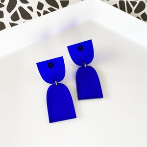 Transparent Electric Blue The Cinch Modern Acrylic Earrings, Statement Earrings, Acrylic Earrings, Contemporary Earrings image 3
