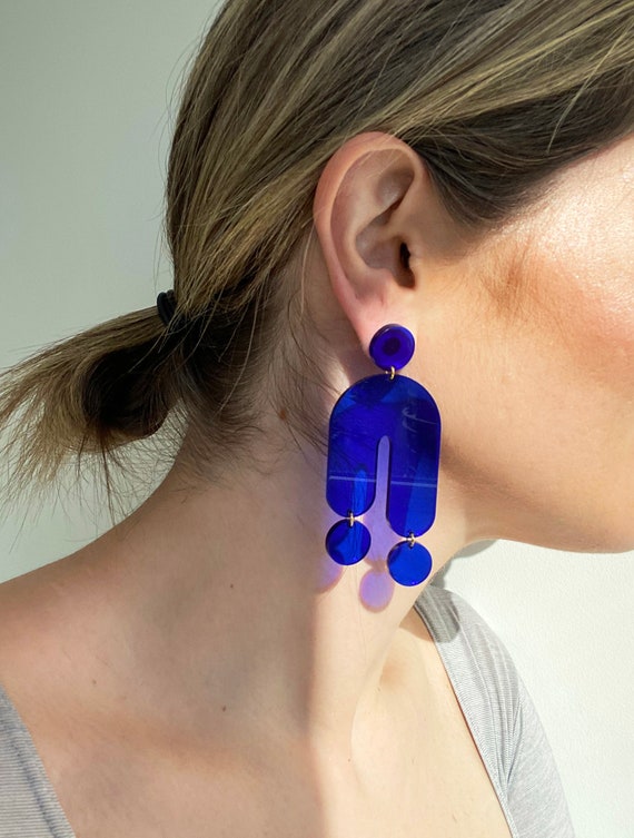 Blue on sale acrylic earrings