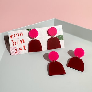 Lad | Hot Pink + Merlot Red Earrings