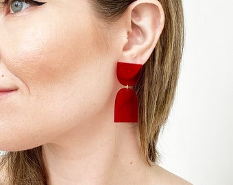 The Cinch | Transparent Red | Lightweight, Hypoallergenic, Statement Earrings