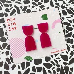 Translucent Magenta "The Cinch” Modern Acrylic Earrings, Statement Earrings, Acrylic Earrings, Contemporary Earrings