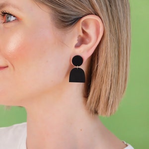 The Lad Opaque Matte Black Lightweight Earrings, Hypoallergenic Earrings, Small Statement Earrings image 1