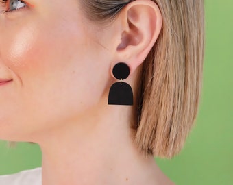 The Lad | Opaque Matte Black | Lightweight Earrings, Hypoallergenic Earrings, Small Statement Earrings