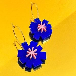 FLOURISH Mini Flower Hoops Blue and Pink image 5