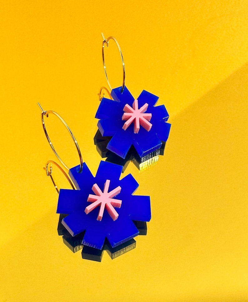 FLOURISH Mini Flower Hoops Blue and Pink image 5