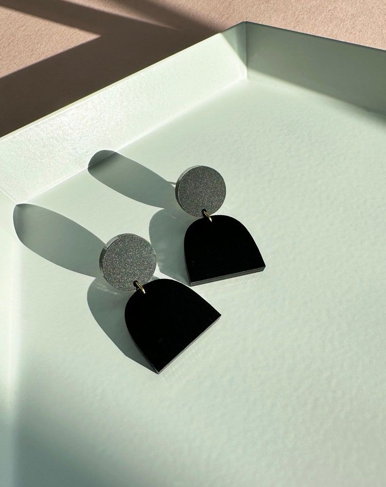 The Lad Opaque Matte Black Lightweight Earrings, Hypoallergenic Earrings, Small Statement Earrings image 2