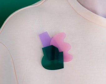 Broche sans titre ARTISTE 2 | Lilas, rose, émeraude