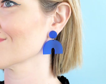DAZE Small Statement Acrylic Earrings - Indigo Blue