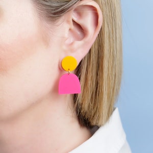 Lad | Mango + Hot Pink Earrings
