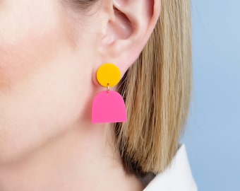 Lad | Mango + Hot Pink Earrings