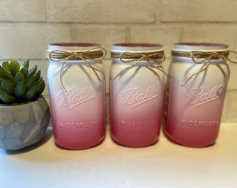 Triple Ombre Hot Pink and White Mason Painted Jar Centerpiece, Glitter Mason Jar, Baby Shower, Gender Reveal Centerpiece, Birthday Party