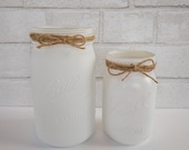 White Painted Mason Jar Baby Shower, Gender Reveal, Birthday, Wedding Shower, Graduation Centerpiece