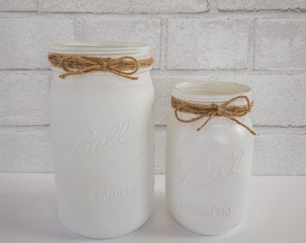 White Painted Mason Jar, Baby Shower, Gender Reveal, Birthday Centerpiece, Custom Centerpiece, Wedding Shower, Holiday Centerpiece