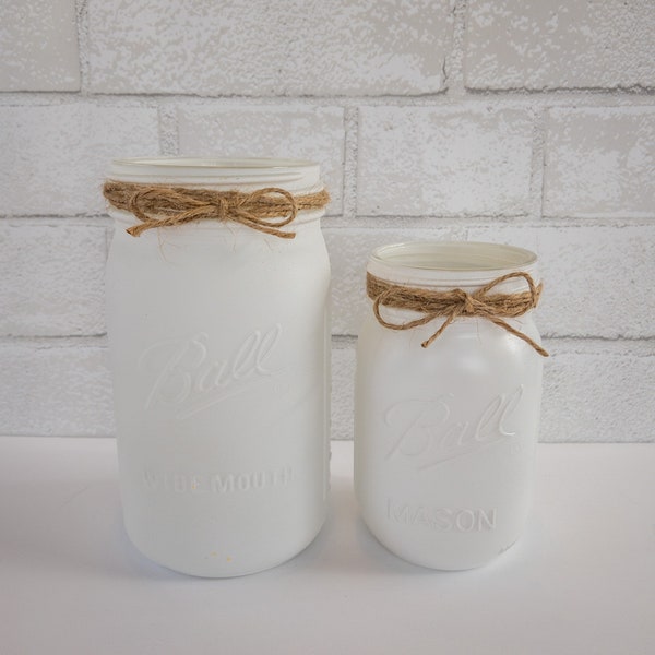 White Painted Mason Jar, Baby Shower, Gender Reveal, Birthday Centerpiece, Custom Centerpiece, Wedding Shower, Holiday Centerpiece