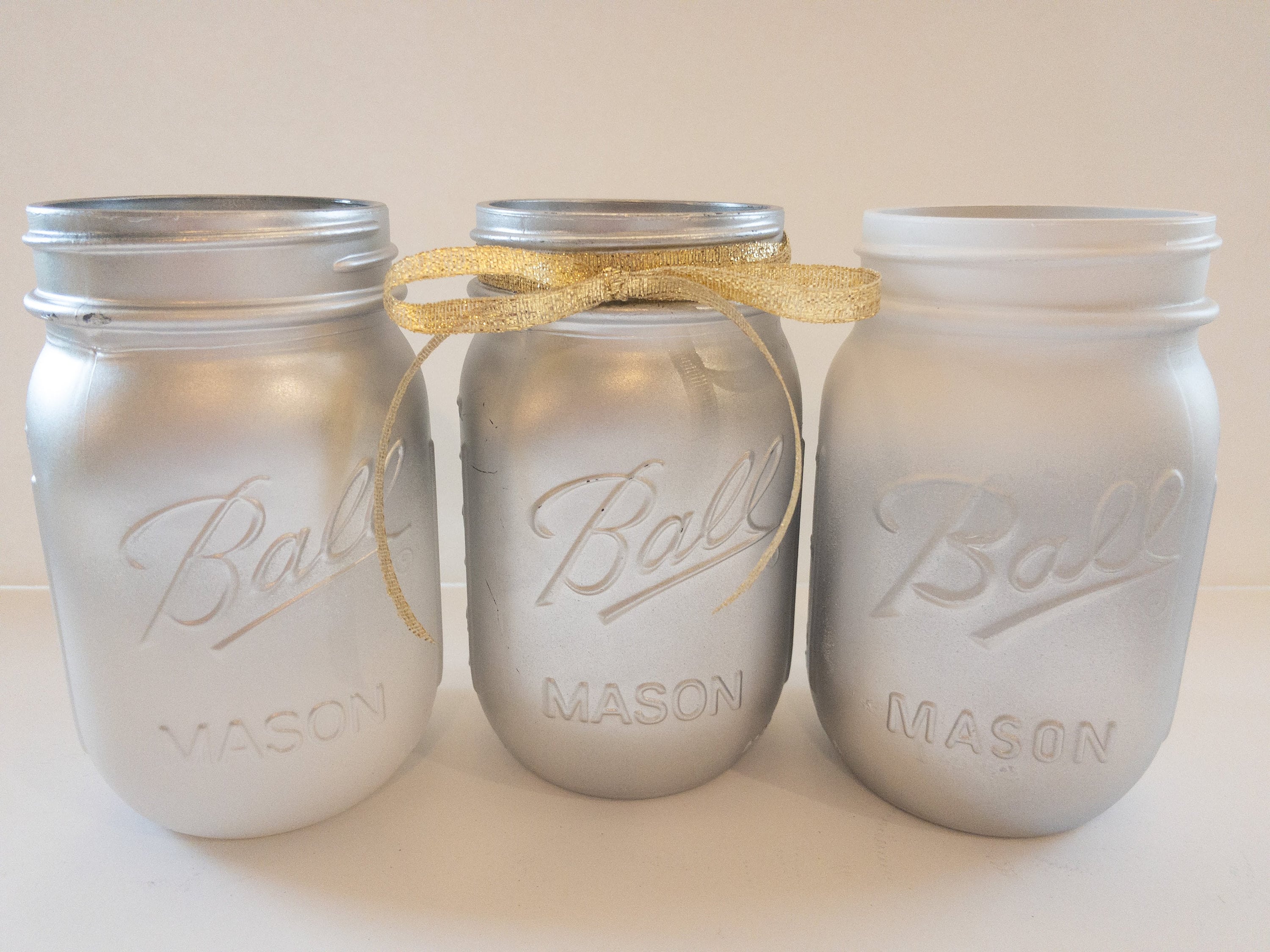 Hand-Painted Silver Ombre Mason Jar