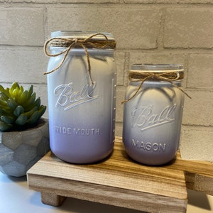 Ombre Lavender and White Mason Painted Jar Centerpiece, Glitter Mason Jar, Baby Shower, Gender Reveal Centerpiece, Birthday Party