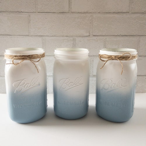 White Painted Mason Jar Baby Shower Gender Reveal Birthday Etsy