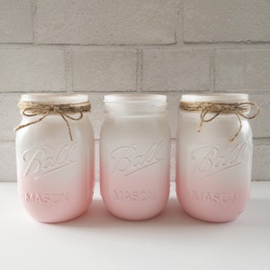 Ombre Pink Painted Mason Jar: Baby Shower Centerpiece