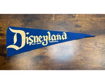 Vintage Disneyland Felt Pennant Blue Memorabilia 18 inches altered